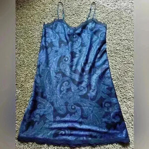 Ralph‎ Lauren Paisley Slip Dress Adjustable Straps Blue Size Medium